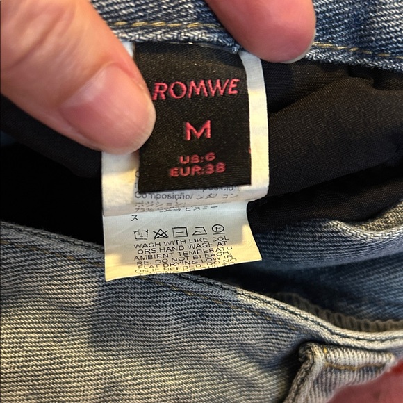 ROMEE Women's Blue Cargo Jeans Size 6 Grunge Punk Flap Pockets Wide Leg - Picture 2 of 11